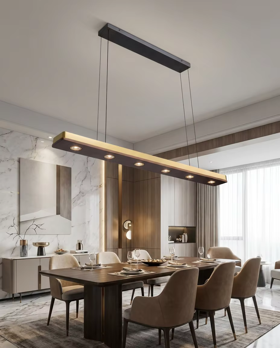 Architectural Linear Gold Chandelier
