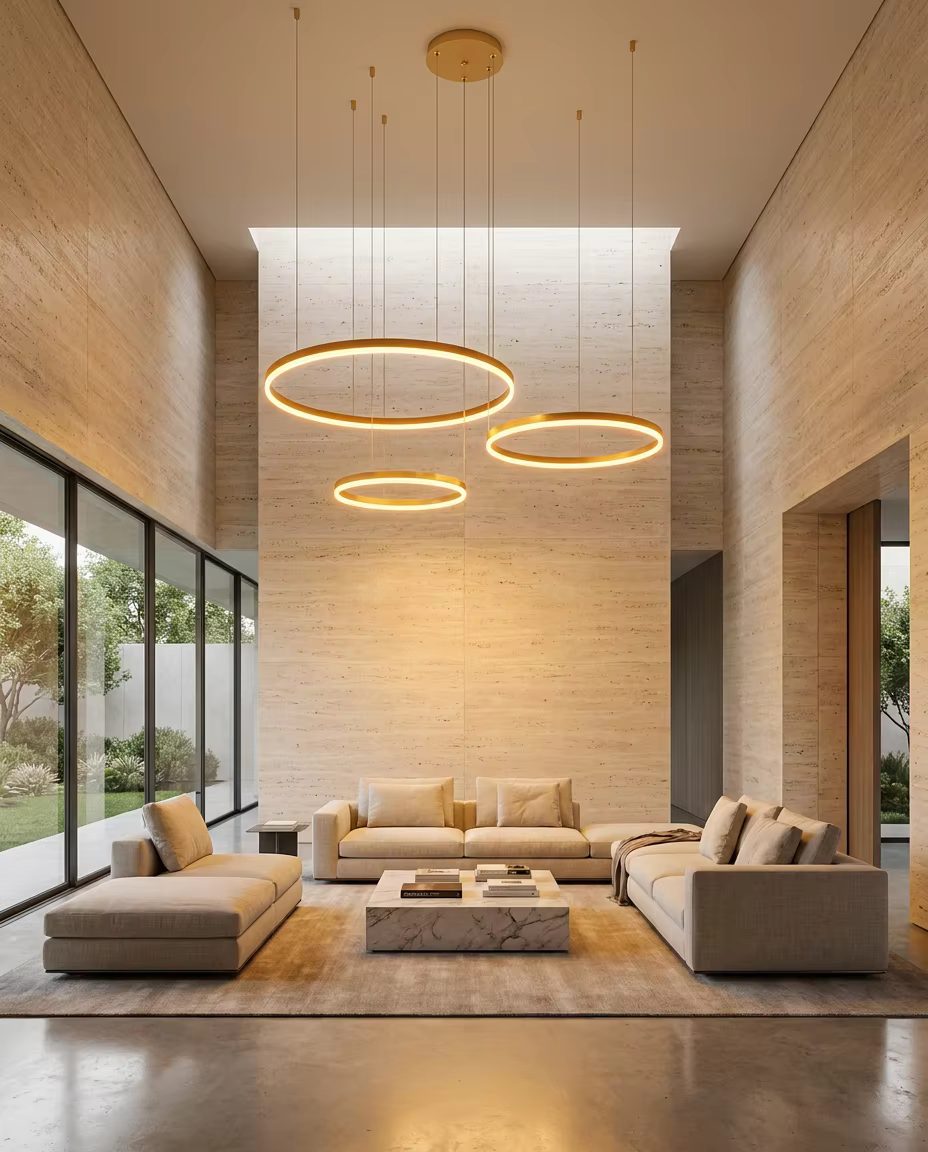 Modern Minimalist 3-Ring LED Pendant Light with Remote Control
