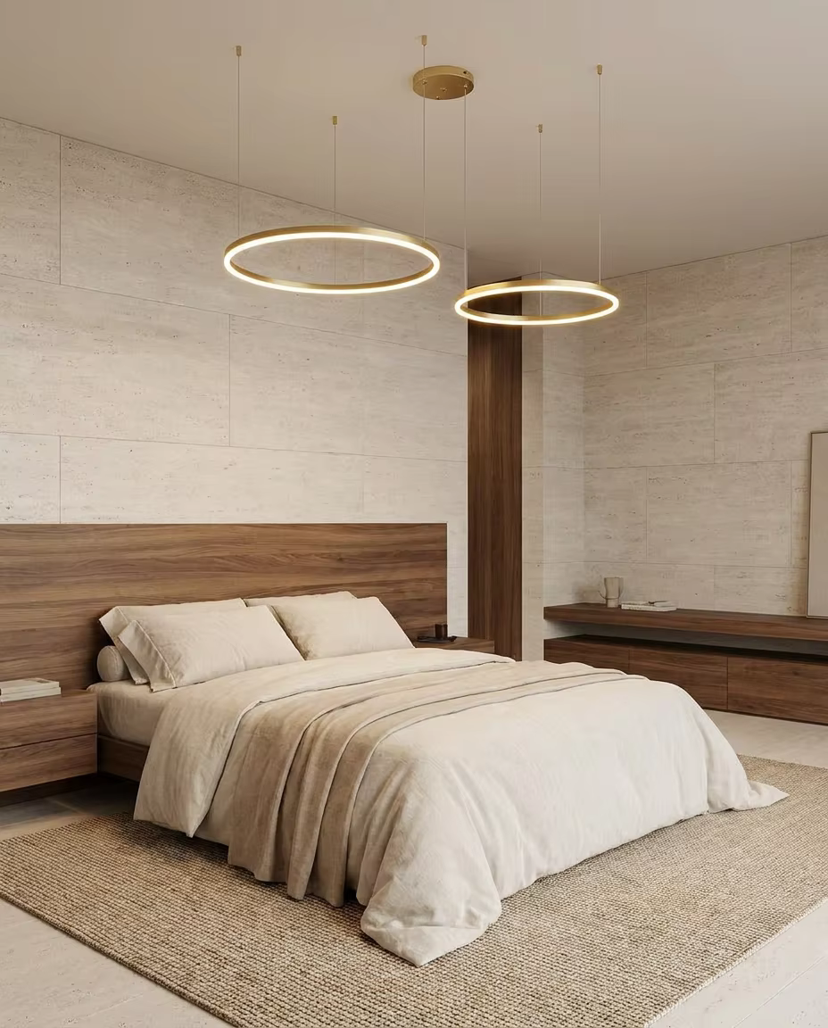 Modern Minimalist 2-Ring LED Pendant Light with Memory Function