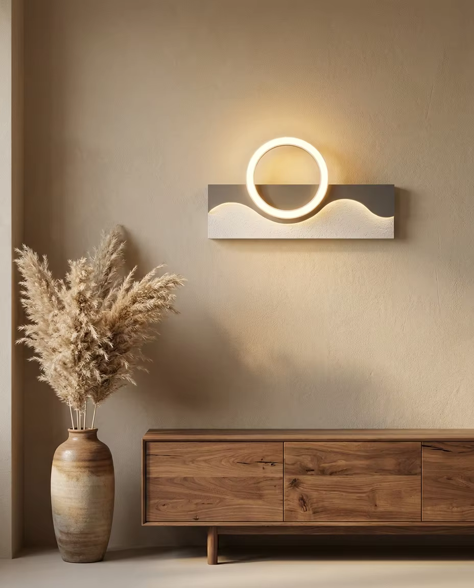 Modern Wave Silhouette LED Wall Sconce with Halo Backlight