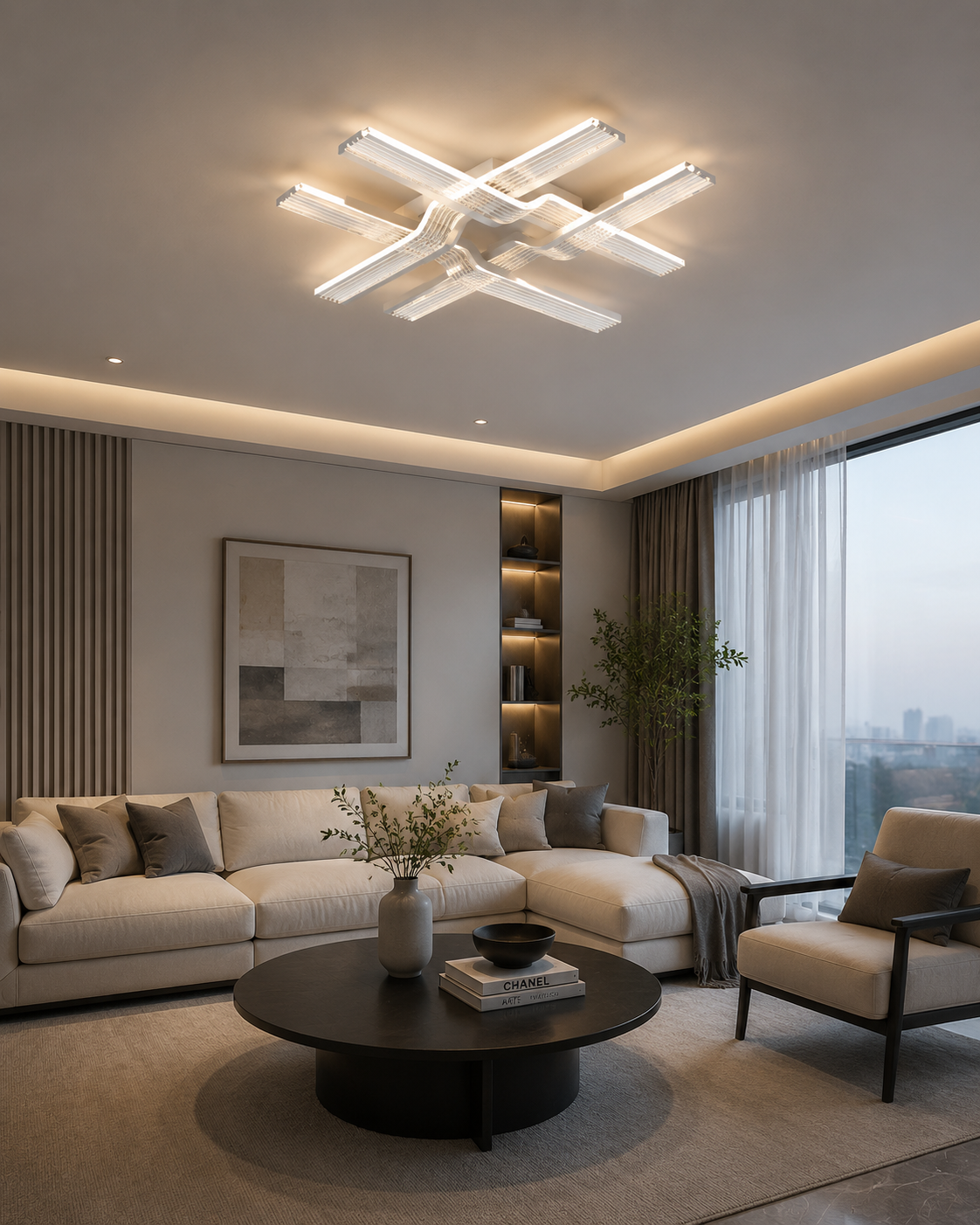 Modern Geometric LED Ceiling Light for Living Room & Bedroom
