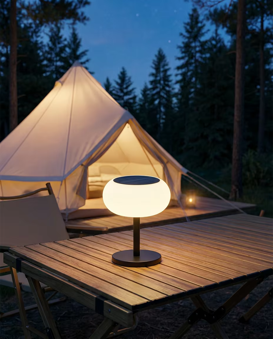 Solar & USB Rechargeable Outdoor LED Table Lamp - IP54 Waterproof with Remote