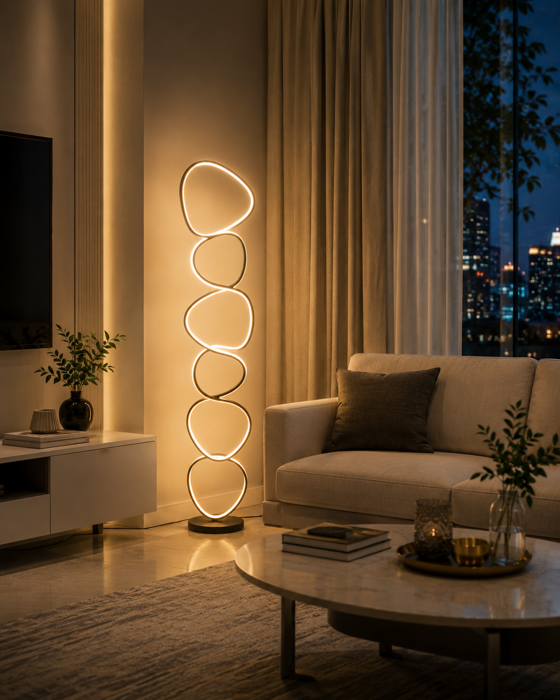 Modern Minimalist Linear LED Floor Lamp - 80W High-Output Art Statement Light