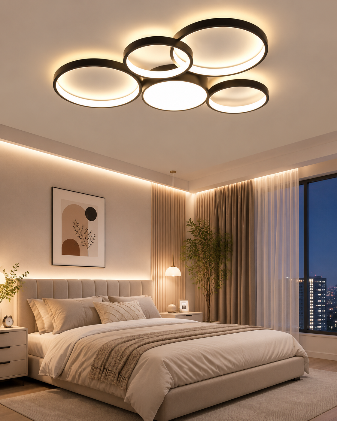 Modern Rectangular Geometric LED Ceiling Light - 60W Ultra-Slim Flush Mount