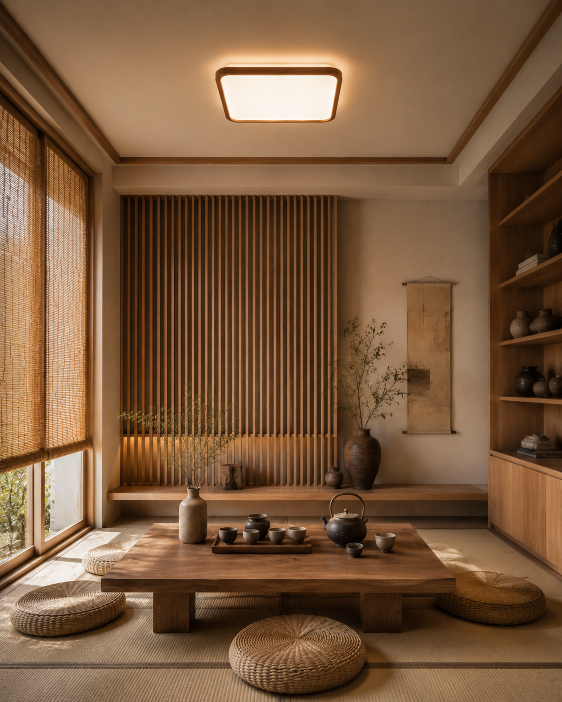 Modern Walnut Wood Full Spectrum LED Ceiling Light 60W