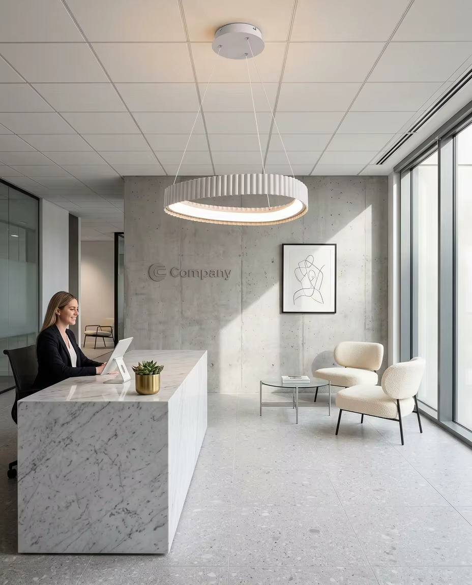 Modern Pleated LED Ring Pendant Light - Architectural Ribbed Circular Chandelier for Office & Hotel – Single Pendant (view 3)
