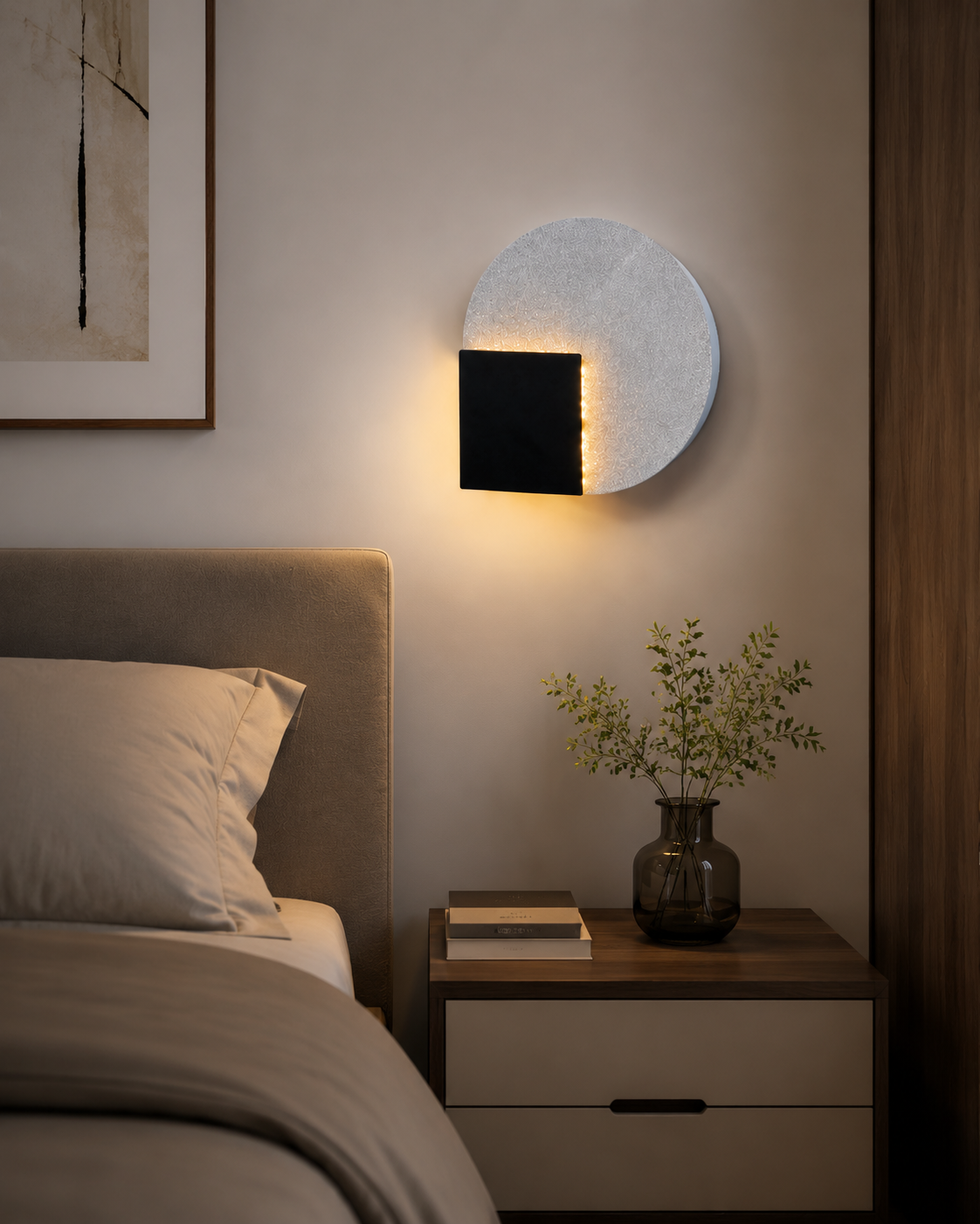 Modern Round & Square LED Wall Light – Minimalist Artistic Wall Lamp for Bedroom & Hotel Interiors – Decorative Wall Lamps (view 2)