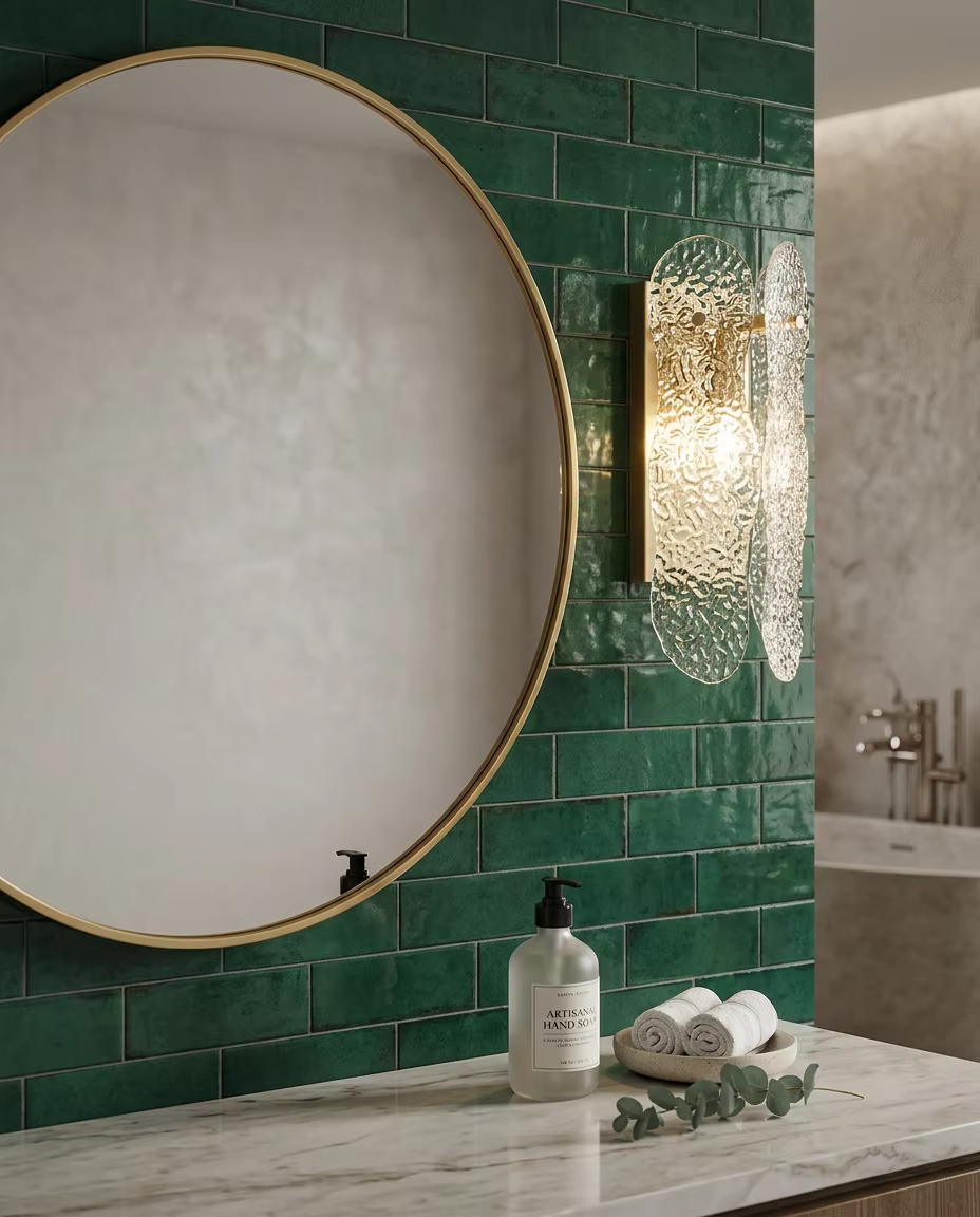 Modern Copper Wall Sconce with Hand-Blown Water Ripple Glass | PZE-B0715 – Decorative Wall Lamps (view 3)