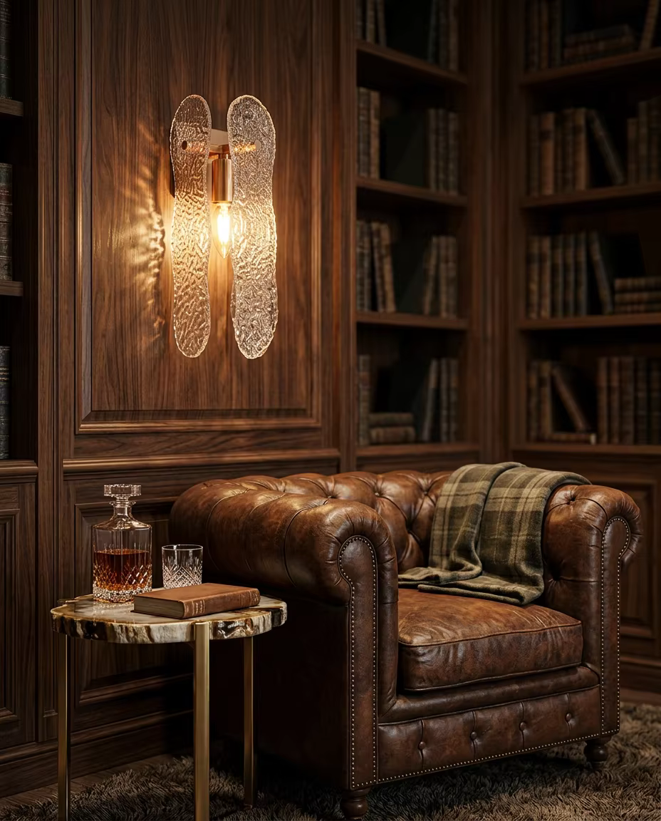 Modern Copper Wall Sconce with Hand-Blown Water Ripple Glass | PZE-B0715 – Decorative Wall Lamps (view 5)