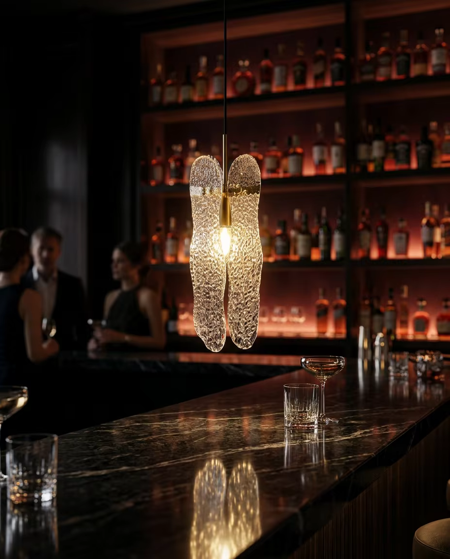 Luxury Single Copper Mini Pendant Light with Artisanal Water Ripple Glass | PZE-D0716-1 – Single Pendant (view 4)