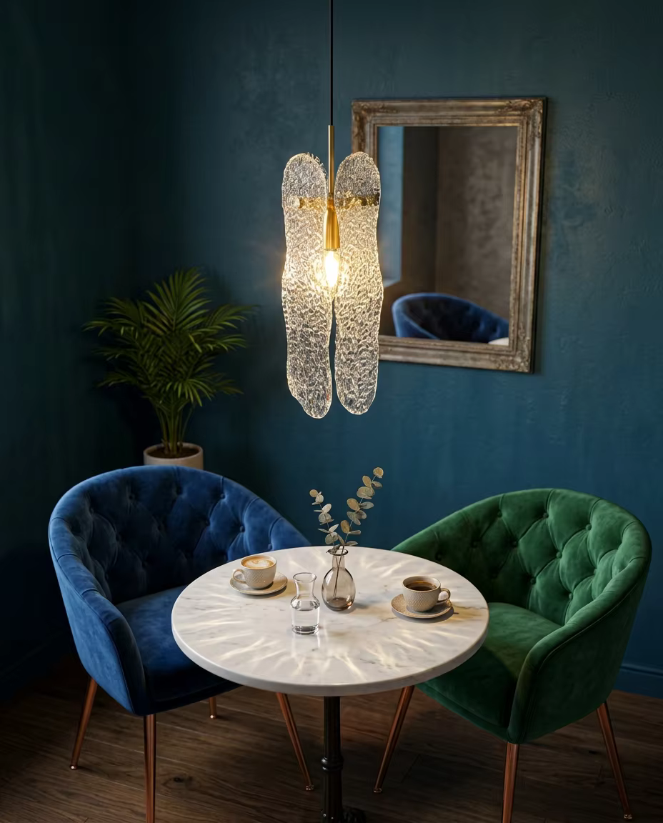 Luxury Single Copper Mini Pendant Light with Artisanal Water Ripple Glass | PZE-D0716-1 – Single Pendant (view 5)