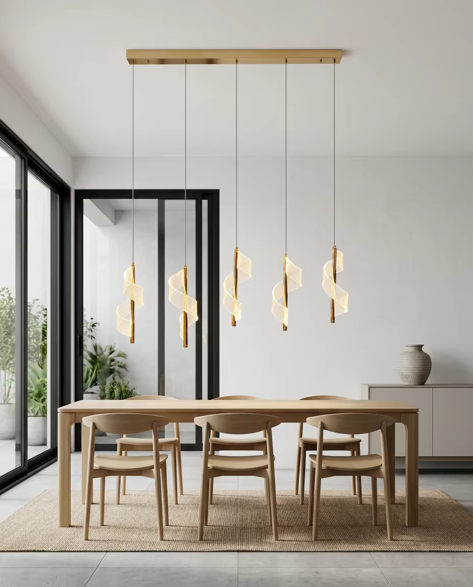 Modern 1050mm Linear 5-Light Spiral LED Pendant Chandelier – Crystal Chandeliers (view 2)