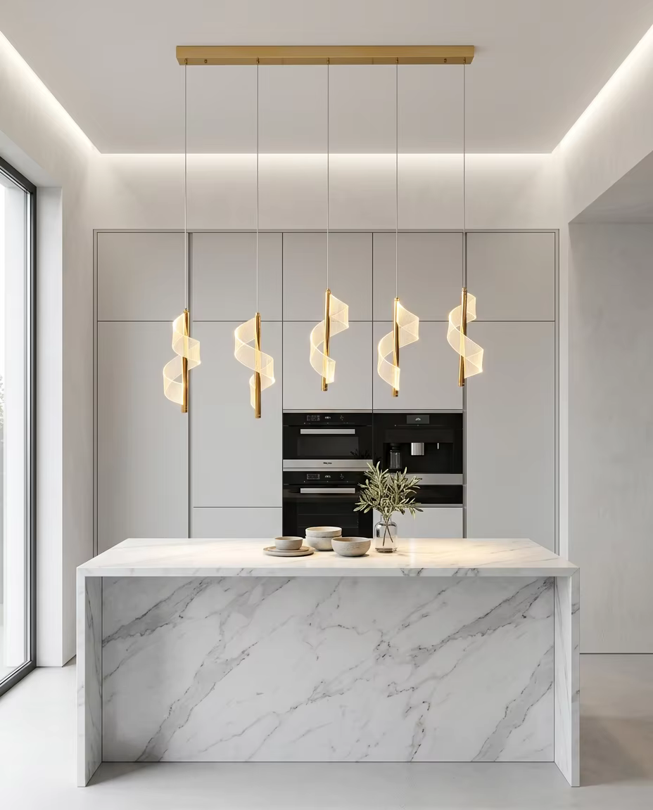 Modern 1050mm Linear 5-Light Spiral LED Pendant Chandelier – Crystal Chandeliers (view 3)