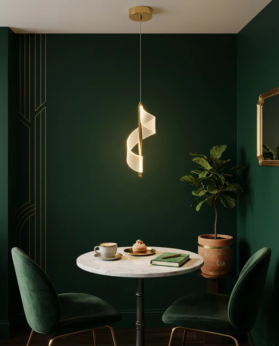 Artistic Single Spiral Mini Pendant Light | 5W Modern Gold Hanging Lamp | PZE-D0711-1 – Single Pendant (view 2)