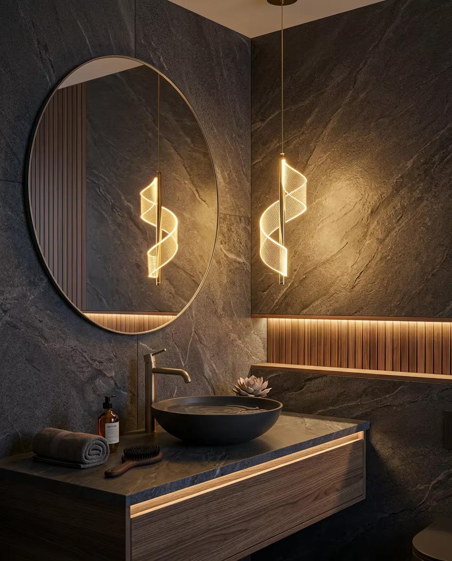 Artistic Single Spiral Mini Pendant Light | 5W Modern Gold Hanging Lamp | PZE-D0711-1 – Single Pendant (view 4)