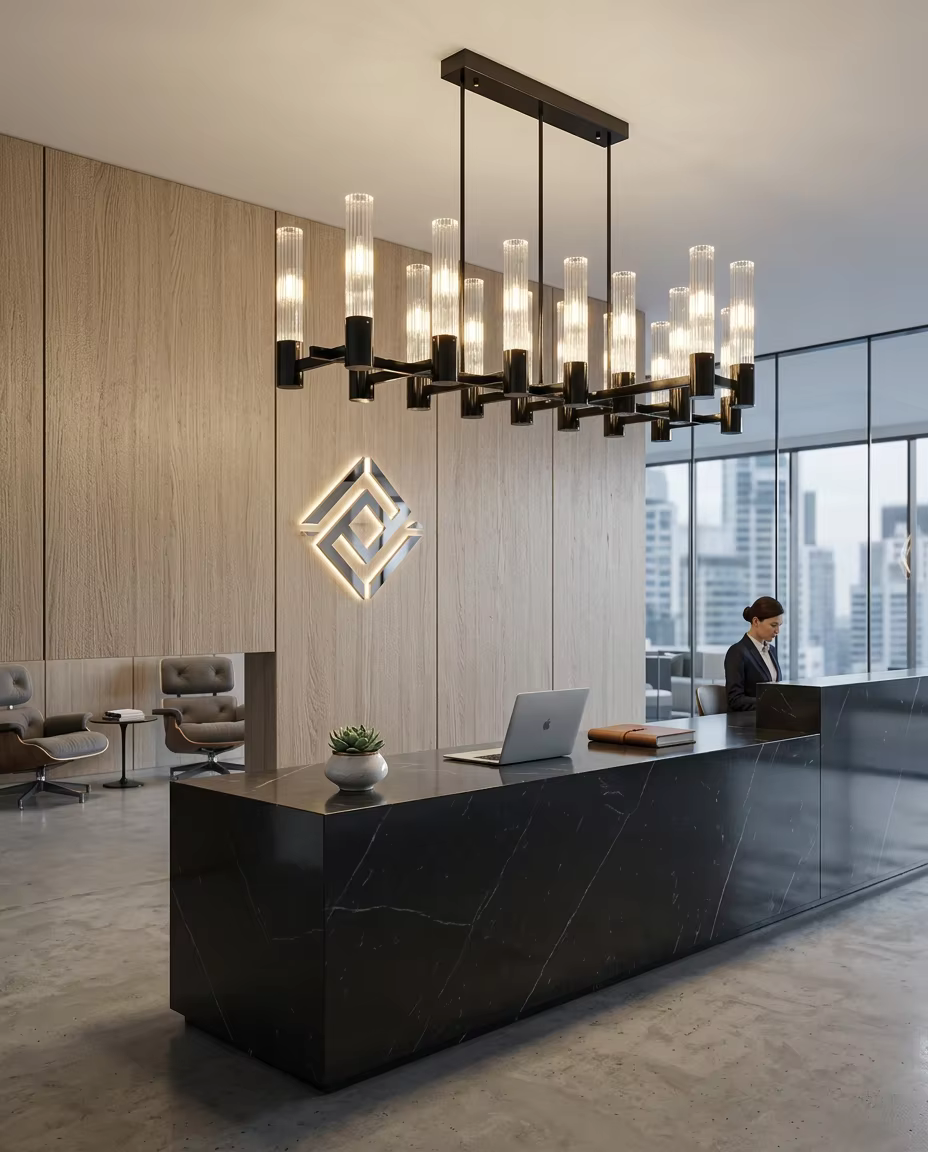 Modern Linear Glass Crystal Chandelier | Luxury LED Pendant Light for Dining Room & Hotel Project – Crystal Chandeliers (view 4)