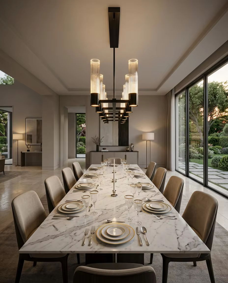 Modern Linear Glass Crystal Chandelier | Luxury LED Pendant Light for Dining Room & Hotel Project – Crystal Chandeliers (view 5)
