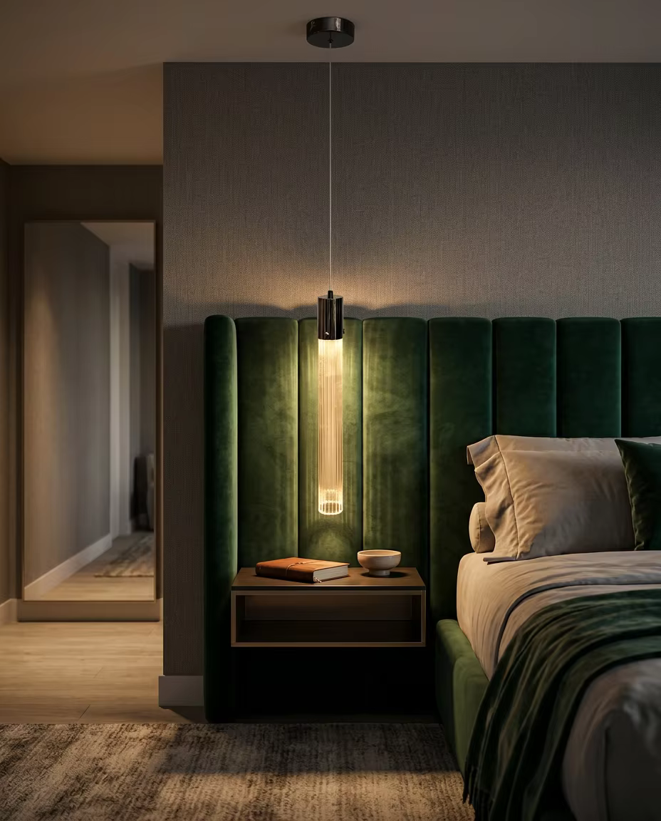 Minimalist Slim Crystal Pendant Light | Modern Vertical LED Hanging Light for Luxury Interiors – Single Pendant