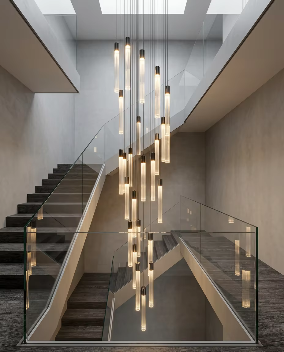 Minimalist Slim Crystal Pendant Light | Modern Vertical LED Hanging Light for Luxury Interiors – Single Pendant (view 2)