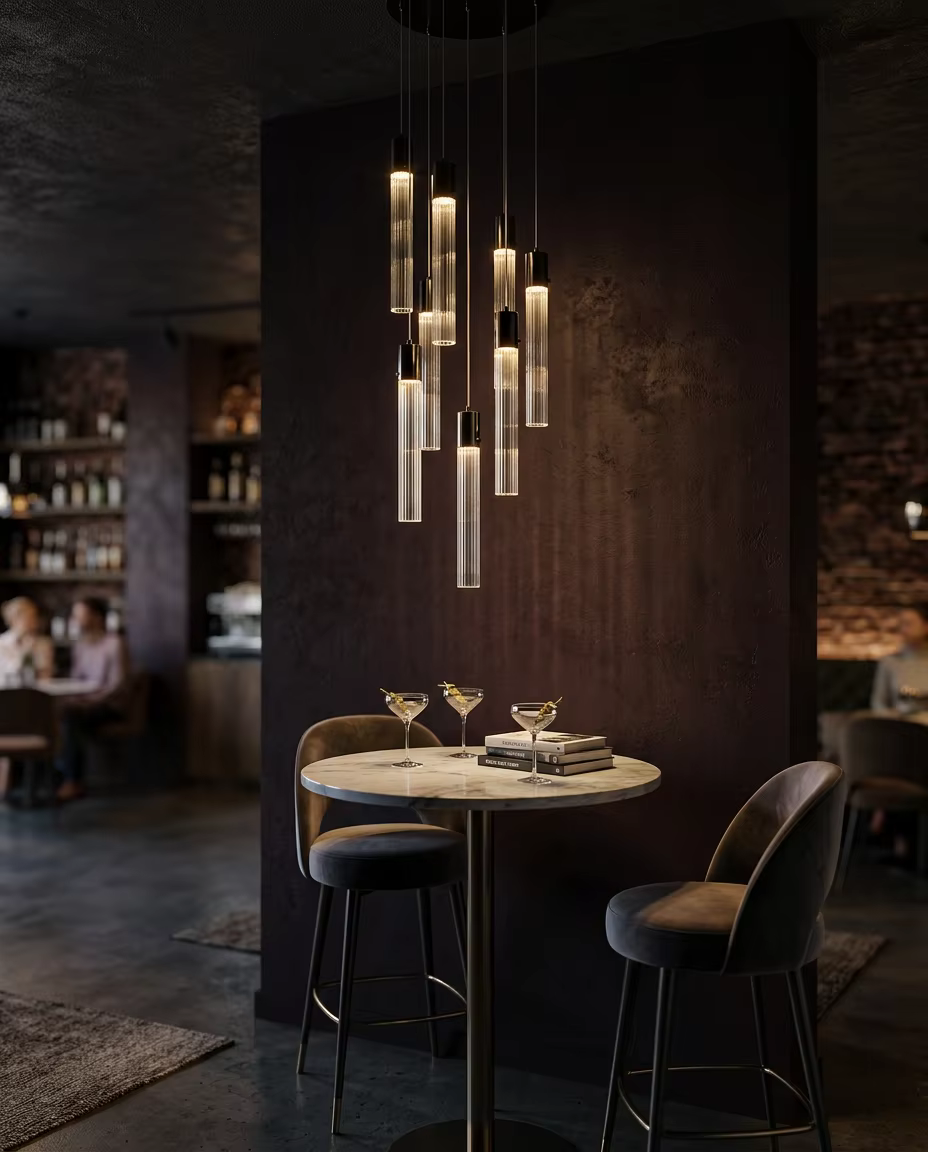 Minimalist Slim Crystal Pendant Light | Modern Vertical LED Hanging Light for Luxury Interiors – Single Pendant (view 5)