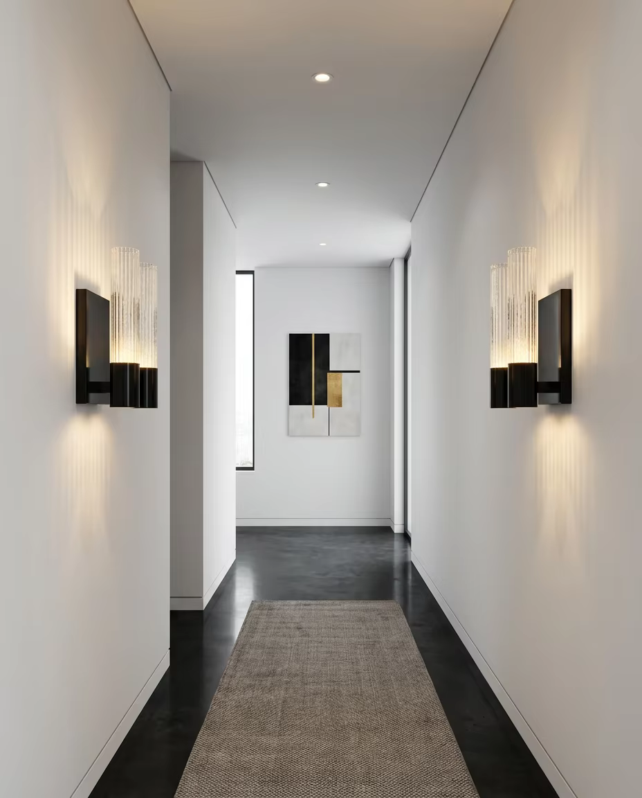 Sophisticated Twin Glass Tube Vanity Light for High-End Bathroom Interiors – Decorative Wall Lamps (view 3)