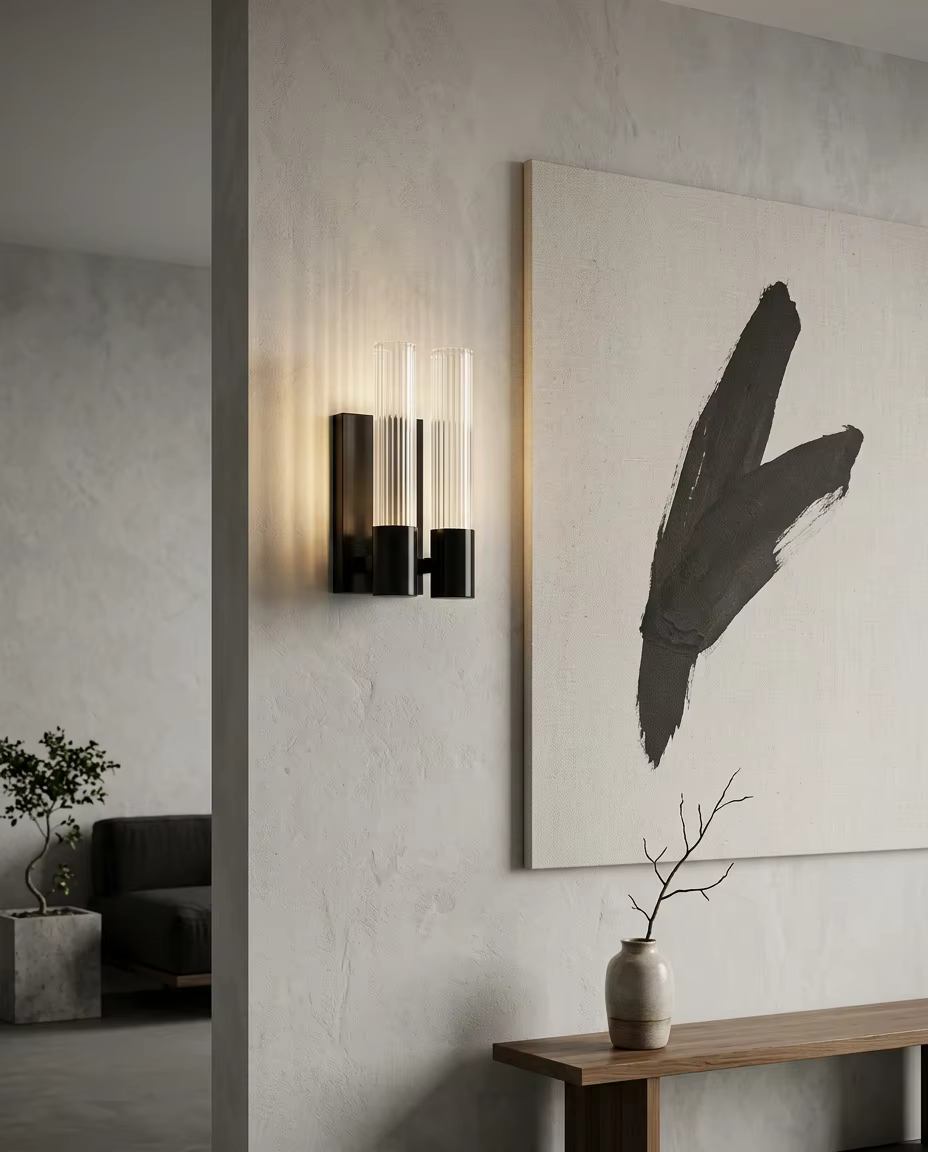 Sophisticated Twin Glass Tube Vanity Light for High-End Bathroom Interiors – Decorative Wall Lamps (view 4)