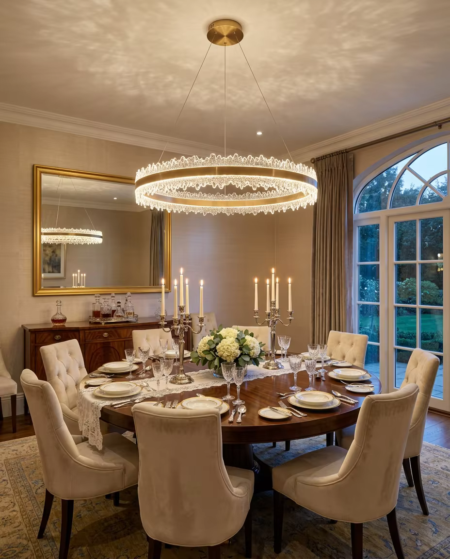 Luxury Circular Crystal Chandelier | Modern Ring LED Pendant Light for Hotel & Villa Interiors – Ring Chandeliers
