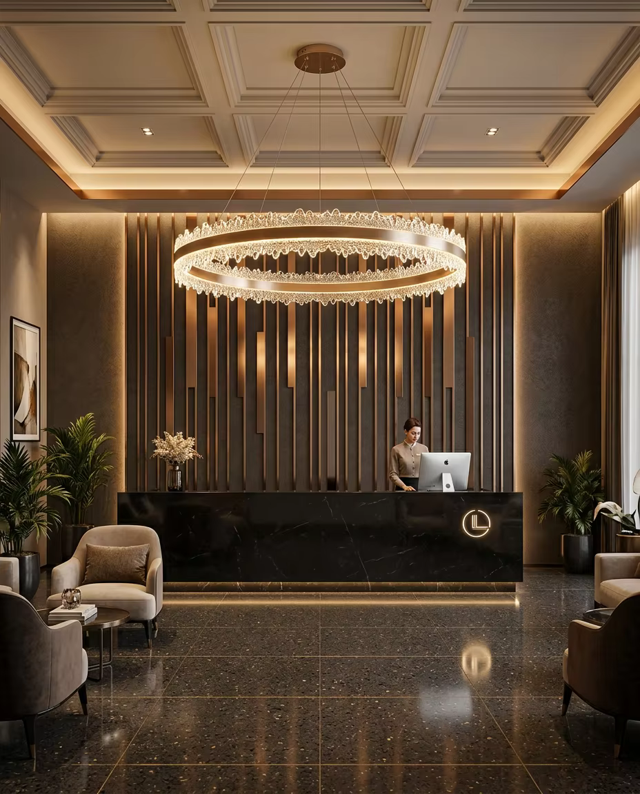 Luxury Circular Crystal Chandelier | Modern Ring LED Pendant Light for Hotel & Villa Interiors – Ring Chandeliers (view 2)
