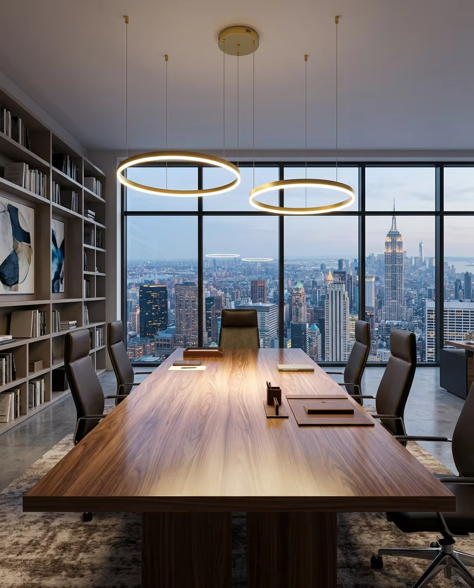 Modern Double Ring LED Pendant Light | Luxury Gold Ceiling Chandelier for Living Room & Hotel Interiors – Ring Chandeliers (view 4)