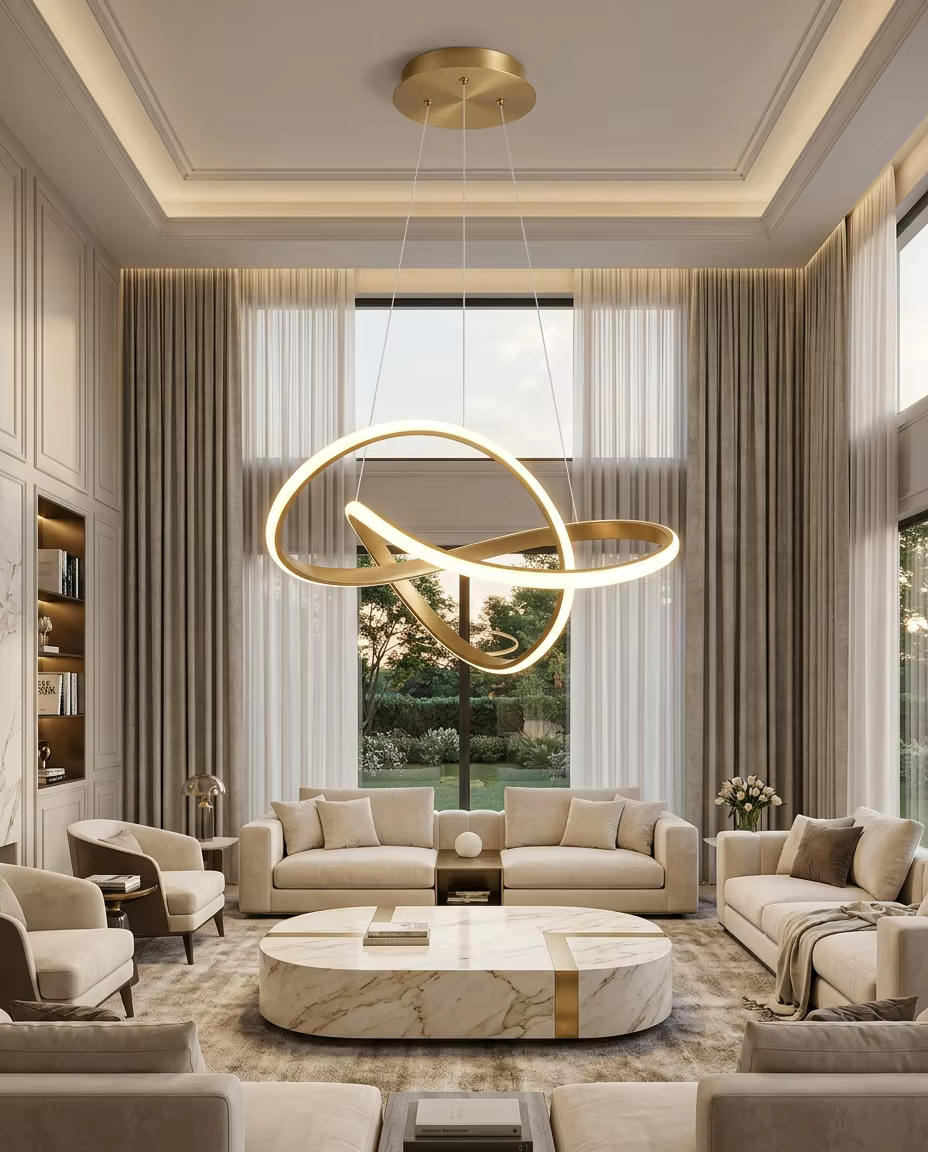 Modern Minimalist LED Pendant Light | Acrylic Ceiling Lamp for bedroom living Room & Hotel Interiors – Linear Pendant (view 5)