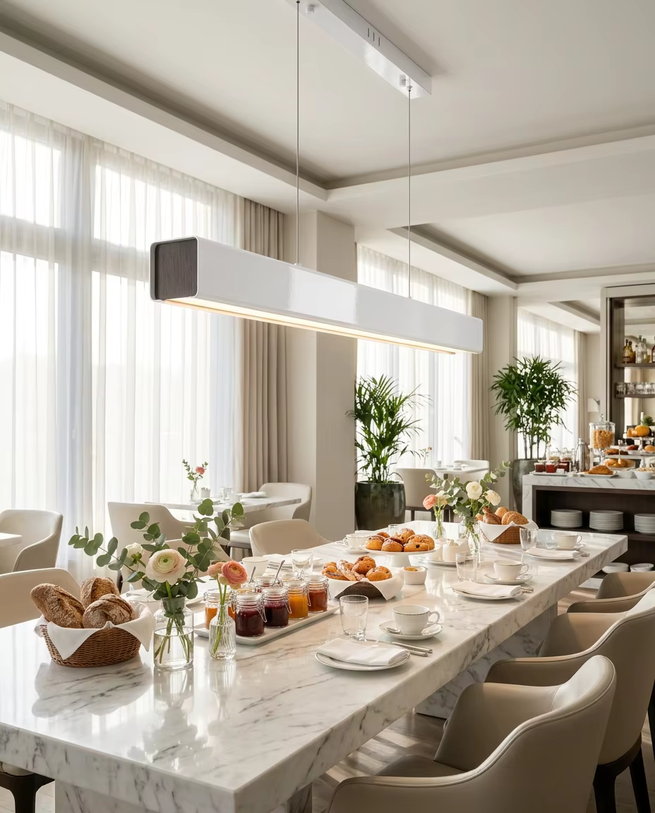 Modern Rectangular LED Pendant Light | 24W Remote Control Ceiling Lamp for Kitchen & Dining Room – Linear Pendant (view 4)