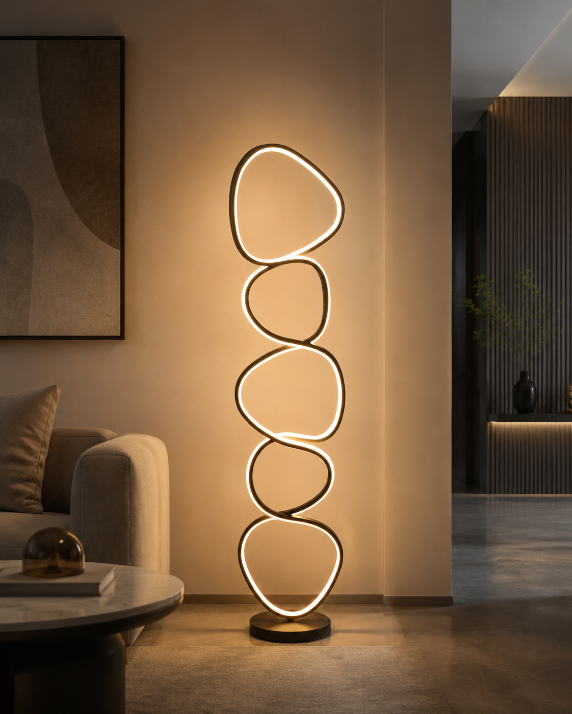 Modern Pebble Stack LED Floor Lamp | Sculptural Minimalist Standing Light 80W – Modern Floor Lamps (view 5)