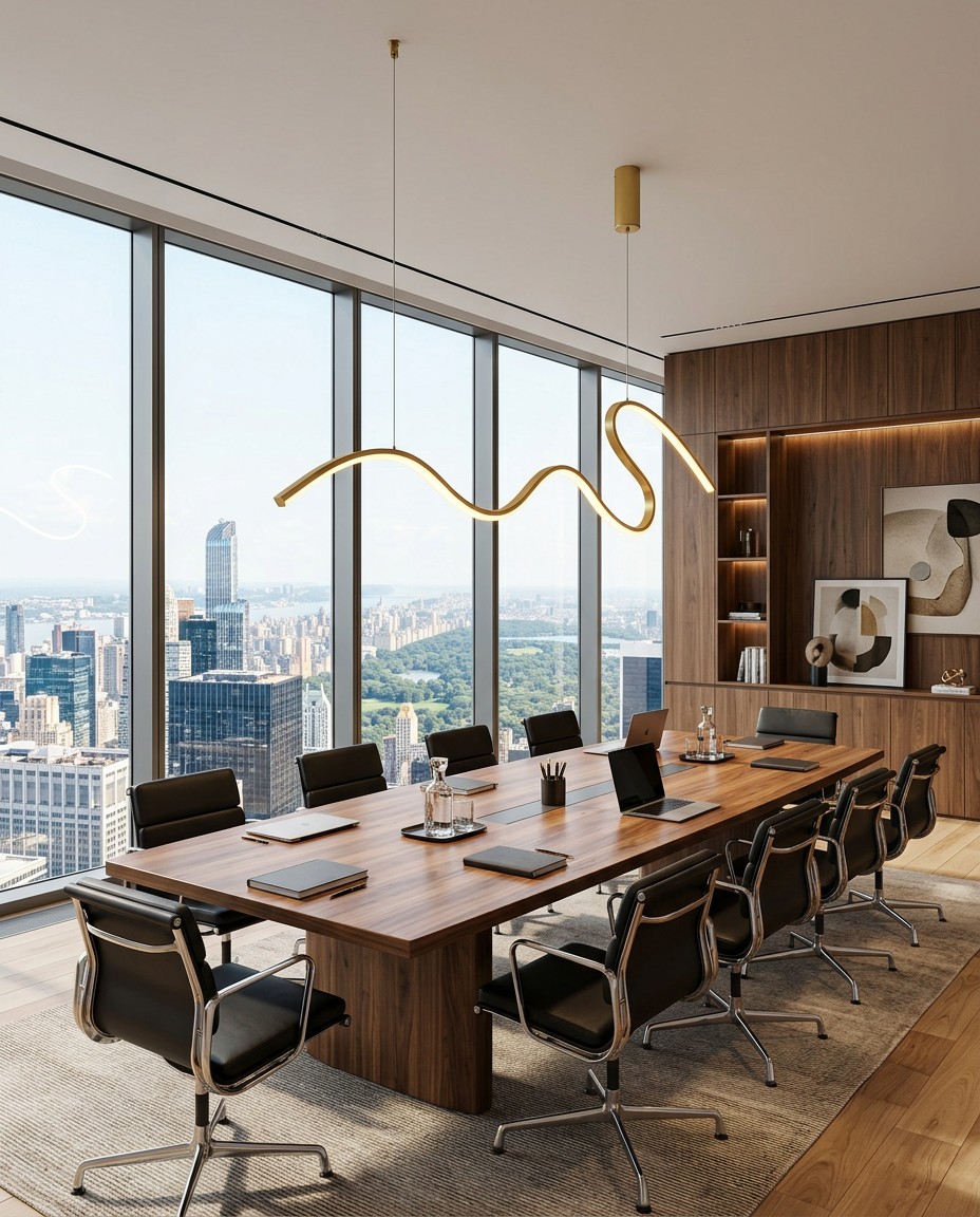Modern Wave Linear LED Pendant Light | Sculptural Minimalist Hanging Lamp 34W – Linear Pendant (view 4)