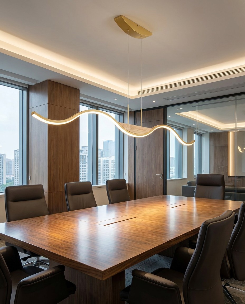 Modern Wave Wood LED Pendant Light | Natural Wood Linear Chandelier 23W – Linear Pendant (view 2)