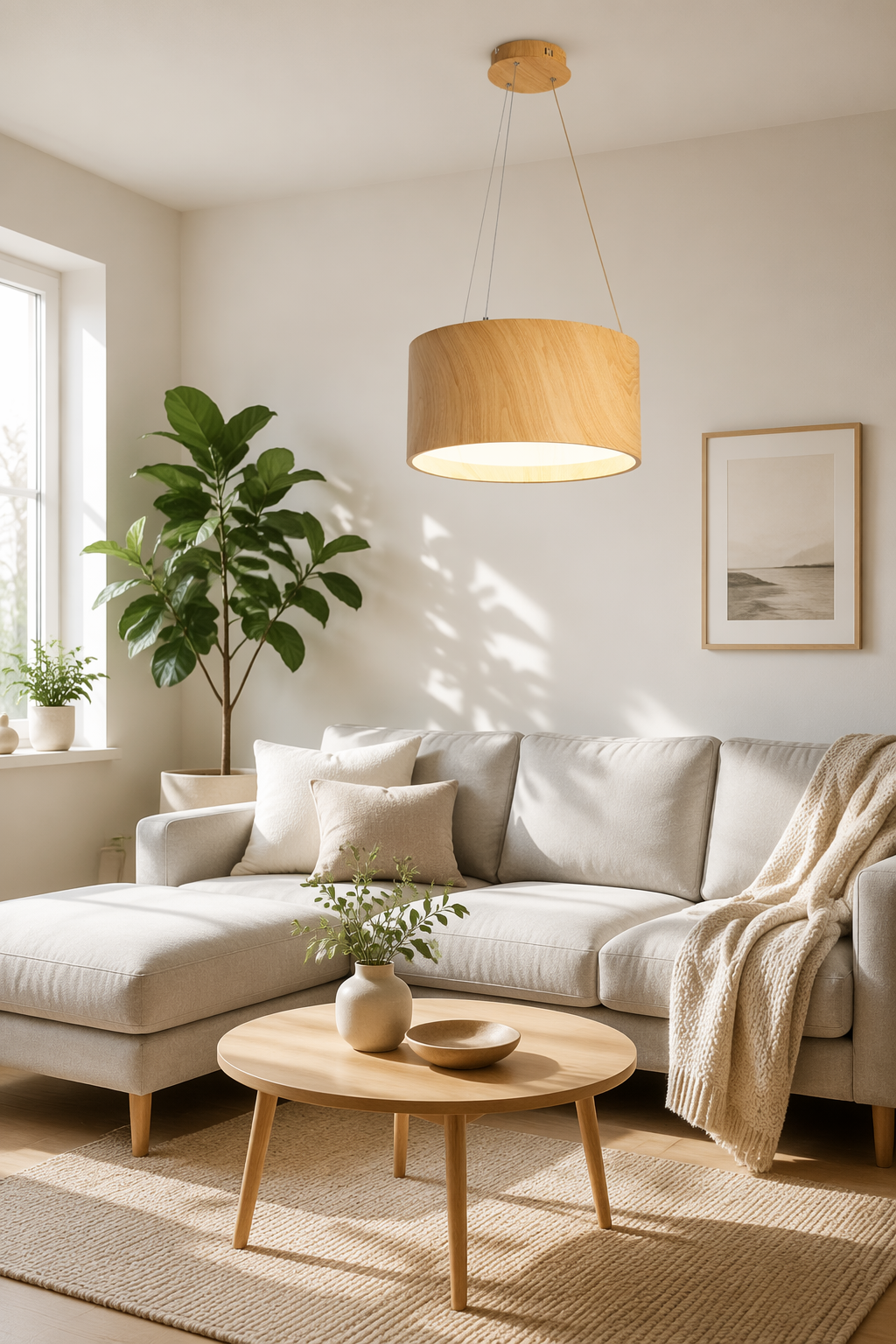Modern Wooden Cylinder Pendant Light | Nordic Natural Wood LED Hanging Lamp for Dining & Interior Projects – Single Pendant (view 5)