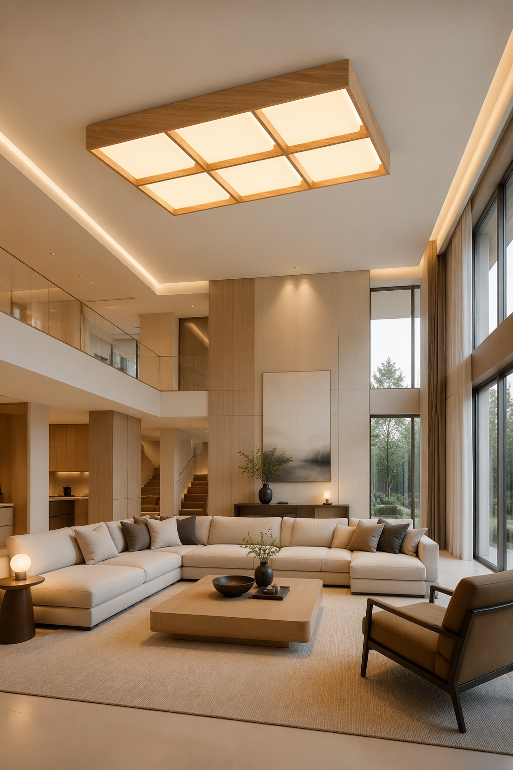 Modern Wooden LED Ceiling Light | Nordic Rectangular Wood Flush Mount Lamp for Residential & Commercial Projects – Lights (view 4)
