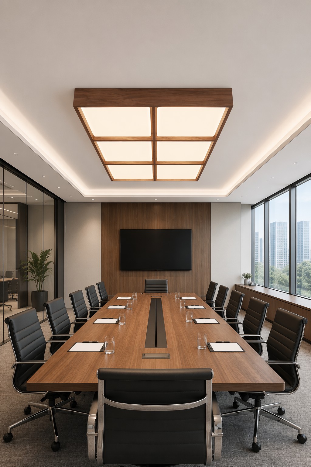 Modern Wooden LED Ceiling Light | Nordic Rectangular Wood Flush Mount Lamp for Residential & Commercial Projects – Lights (view 5)
