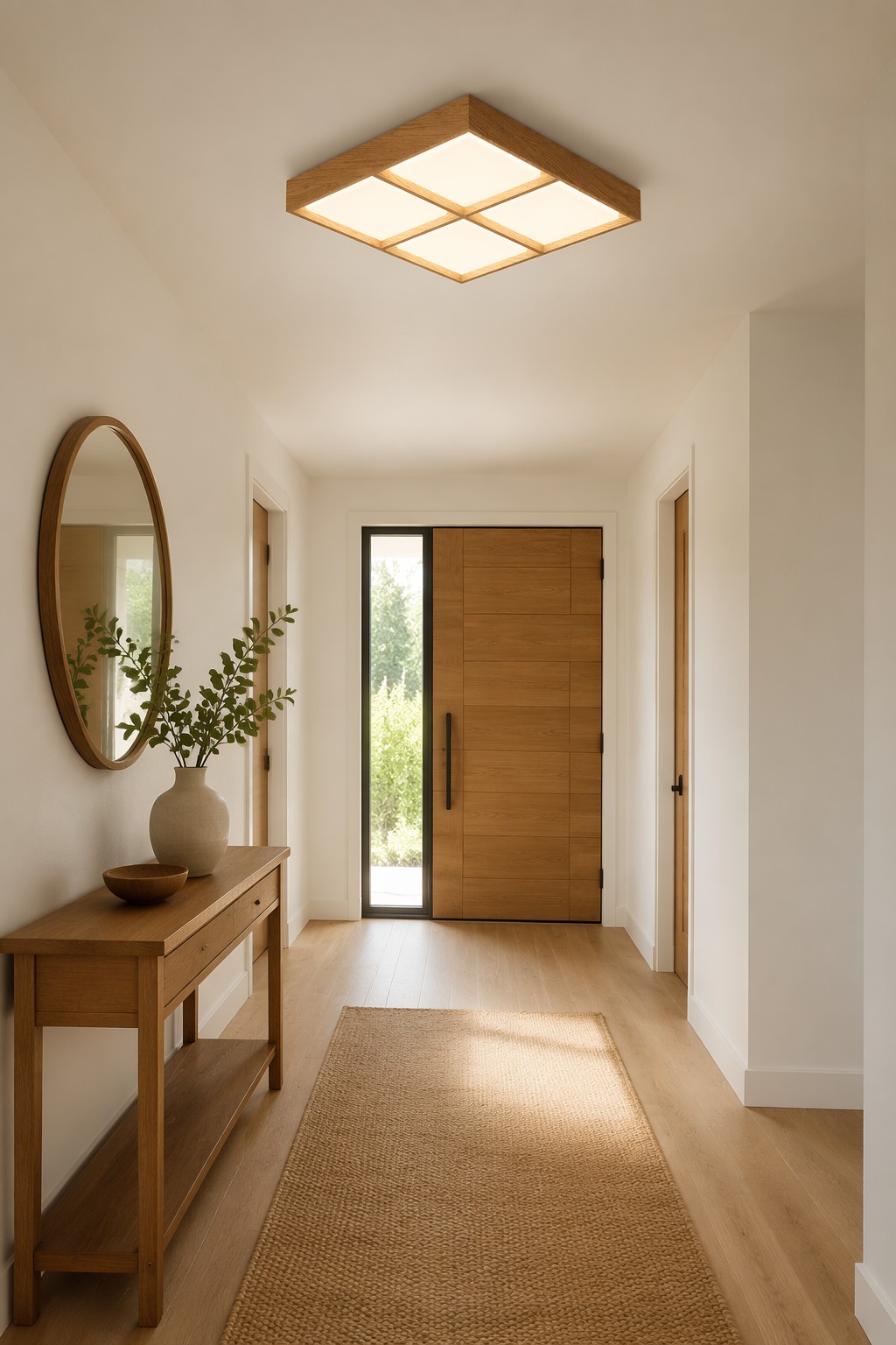 Modern Wooden LED Ceiling Light | Nordic Square Flush Mount Lamp for Living Room & Interior Projects – Flush Mount Ceiling Lights (view 3)