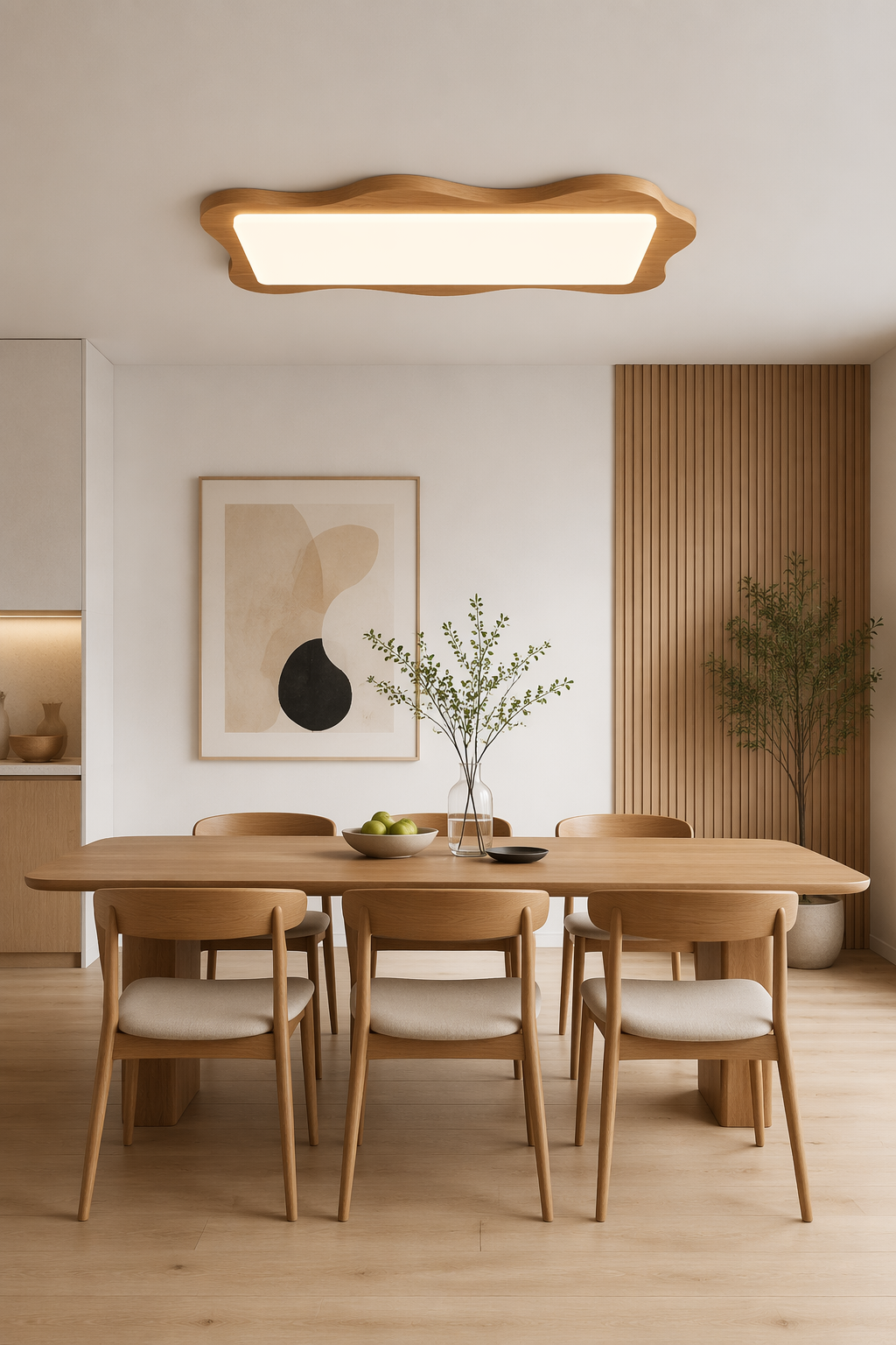 Large Wavy Wood Ceiling Light - 1050mm Artistic 120W LED Flush Mount for Grand Living Rooms & Corporate Offices – Flush Mount Ceiling Lights (view 4)