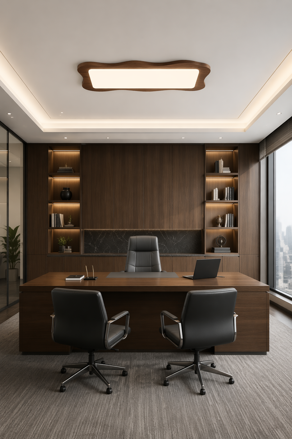 Large Wavy Wood Ceiling Light - 1050mm Artistic 120W LED Flush Mount for Grand Living Rooms & Corporate Offices – Flush Mount Ceiling Lights (view 5)