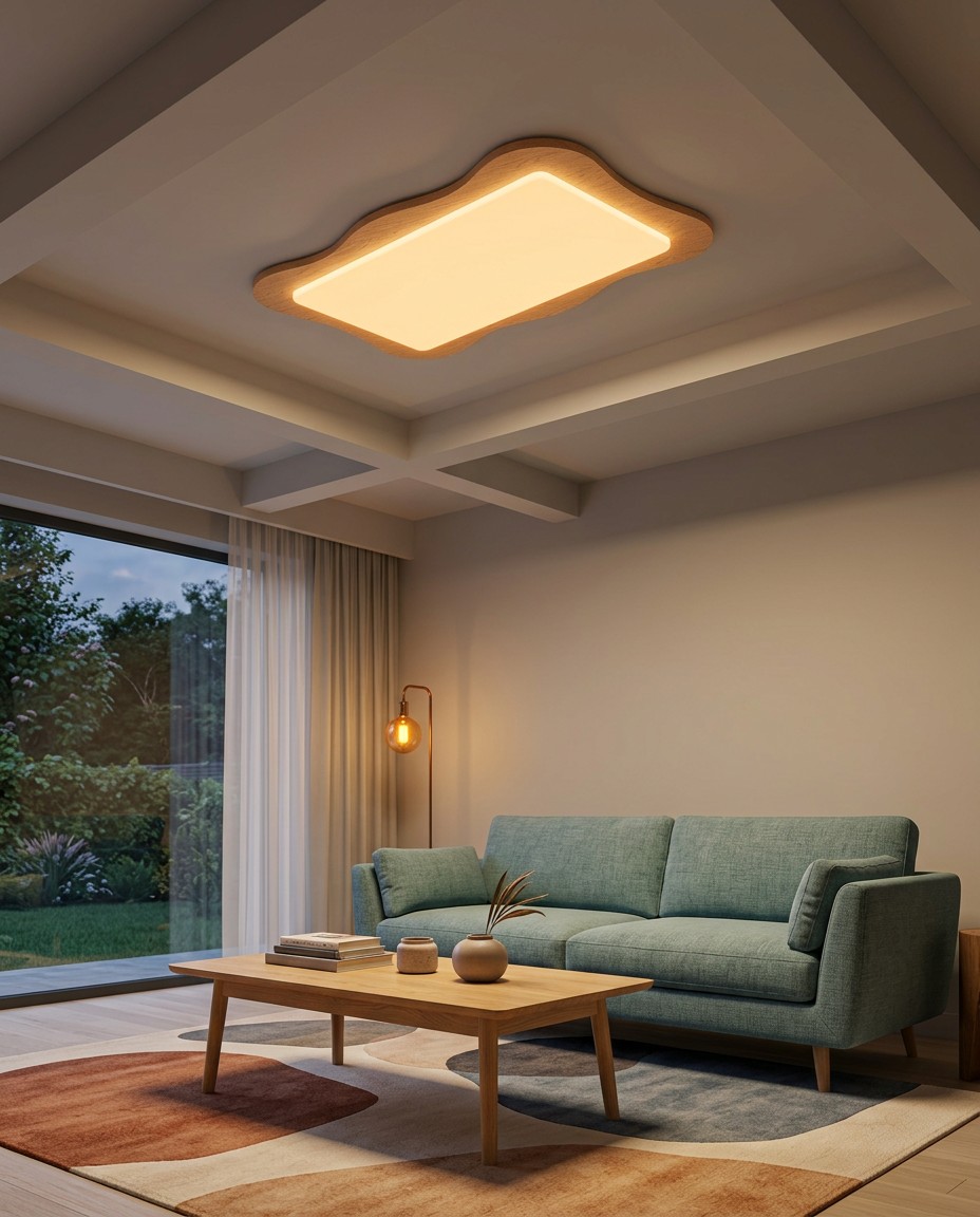Large Wavy Wood Ceiling Light - 1050mm Artistic 120W LED Flush Mount for Grand Living Rooms & Corporate Offices – Flush Mount Ceiling Lights