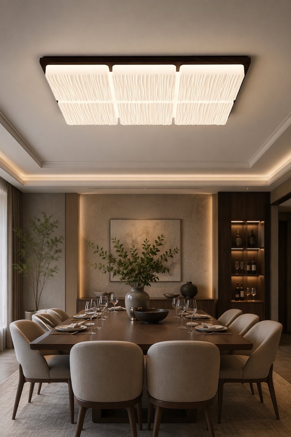 Modern Rectangular LED Wooden Ceiling Light - 120W High Power PZE-DP253 for Large Offices & Living Rooms – Flush Mount Ceiling Lights (view 5)