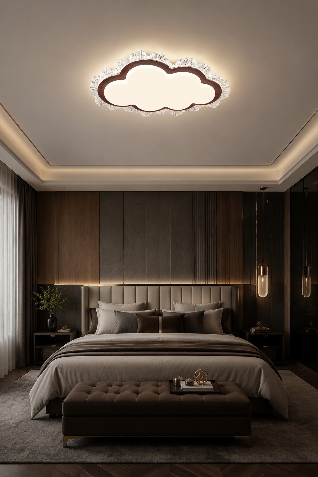 Modern Wooden Cloud Shape LED Ceiling Light | Decorative Nordic Flush Mount Lamp – Flush Mount Ceiling Lights