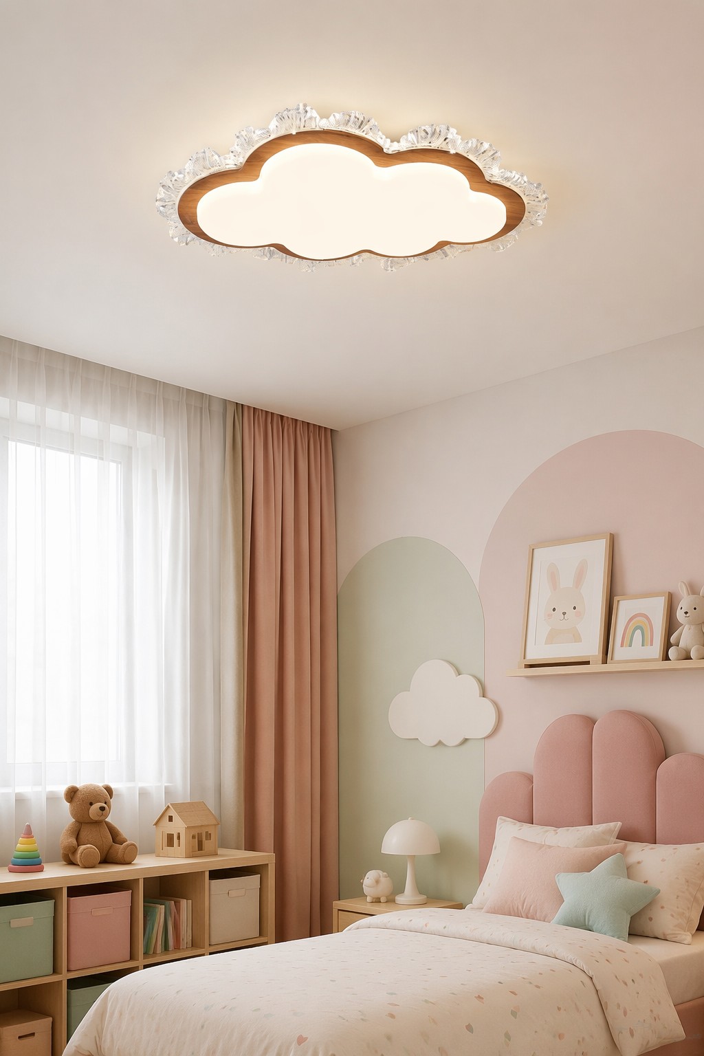 Modern Wooden Cloud Shape LED Ceiling Light | Decorative Nordic Flush Mount Lamp – Flush Mount Ceiling Lights (view 3)