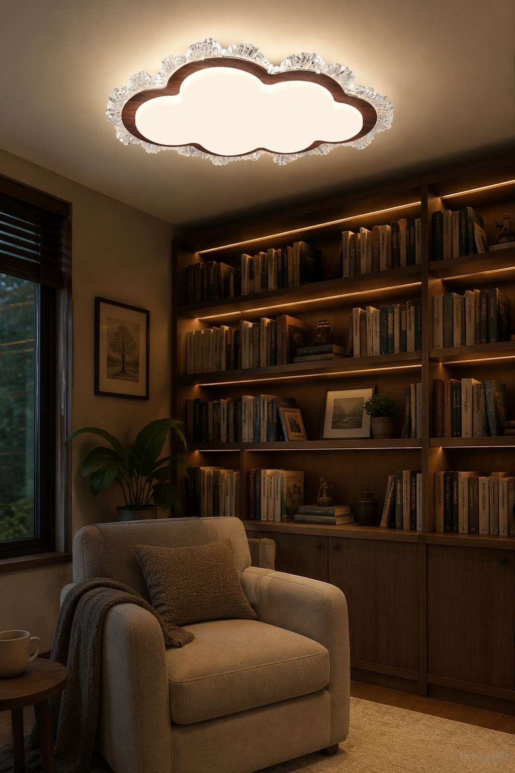 Modern Wooden Cloud Shape LED Ceiling Light | Decorative Nordic Flush Mount Lamp – Flush Mount Ceiling Lights (view 2)