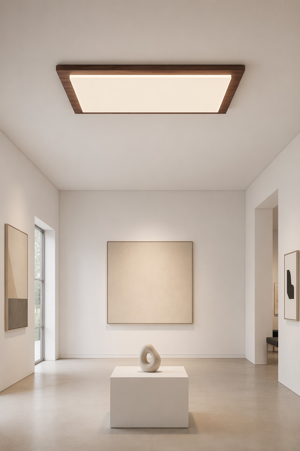 Modern Rectangular Walnut Wood LED Ceiling Light - 98W Minimalist Flush Mount – Flush Mount Ceiling Lights (view 3)