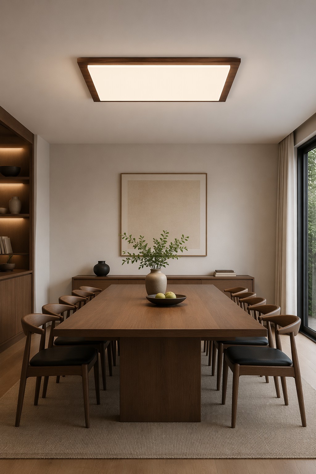Modern Rectangular Walnut Wood LED Ceiling Light - 98W Minimalist Flush Mount – Flush Mount Ceiling Lights (view 5)