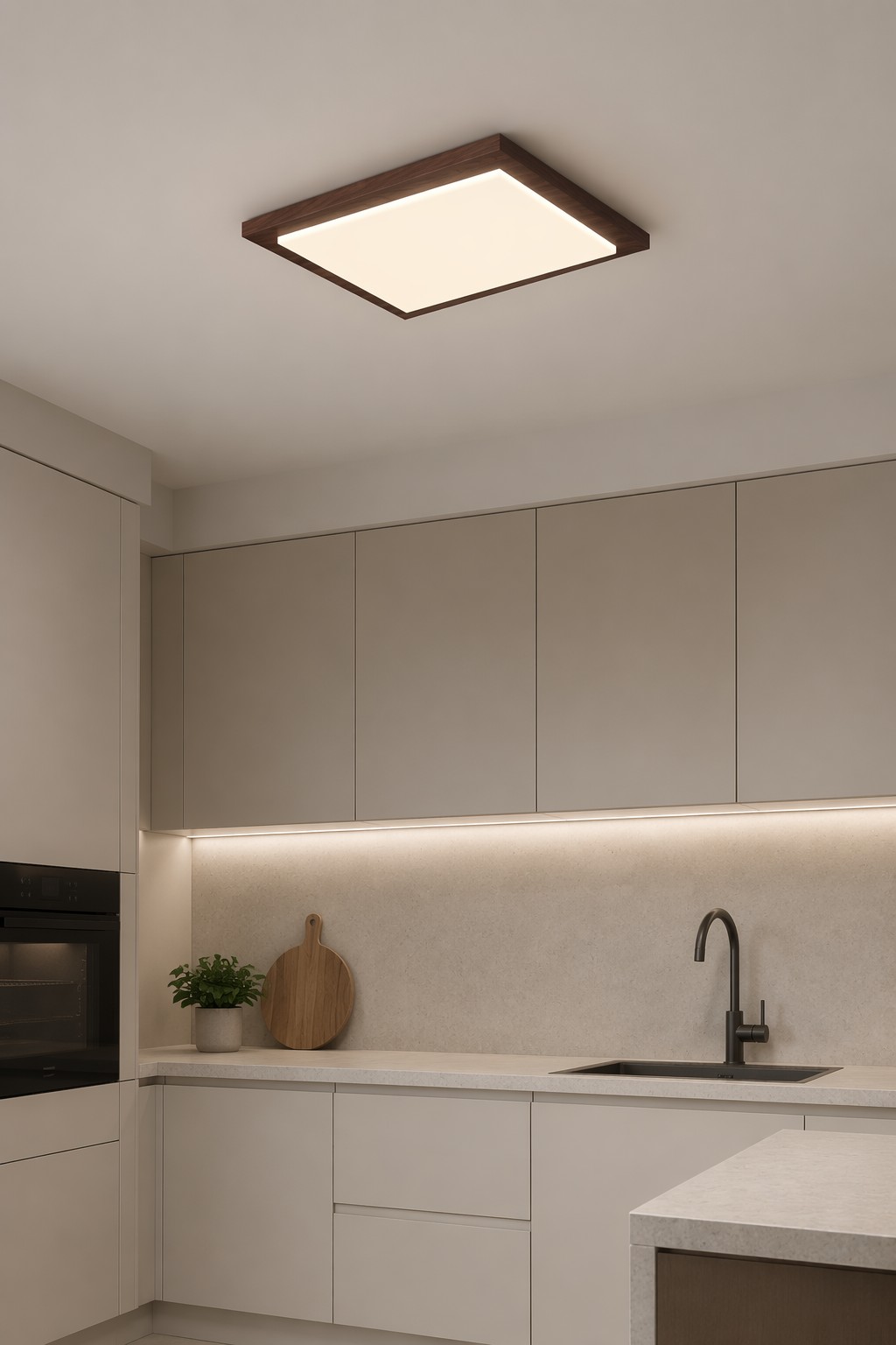 PZE-DP259-480 Nordic Square Natural Wood LED Ceiling Lamp - 46W Minimalist Japanese Panel Light – Flush Mount Ceiling Lights