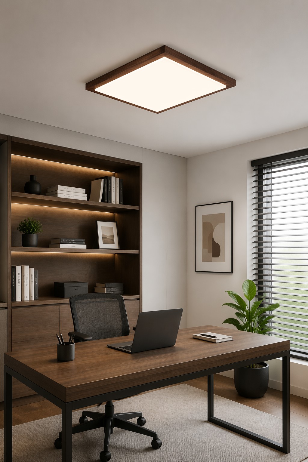 PZE-DP259-480 Nordic Square Natural Wood LED Ceiling Lamp - 46W Minimalist Japanese Panel Light – Flush Mount Ceiling Lights (view 3)