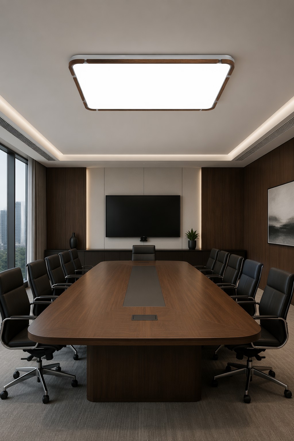 Modern Rectangular Wood & Metal LED Ceiling Light - 120W Luxury Flush Mount – Flush Mount Ceiling Lights (view 3)